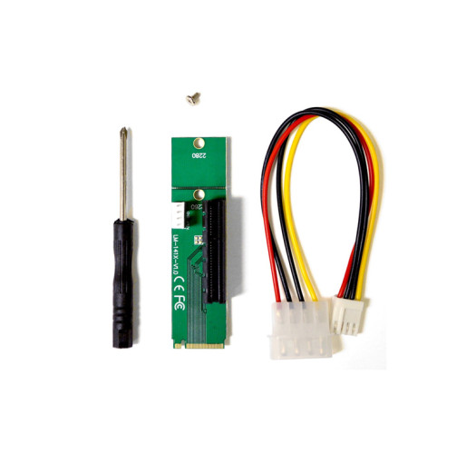 MintCell M.2 M (M2) Key NGFF to PCI-E (PCIE) 4X Adapter with 4 Pin MOLEX Power Cable v1.0